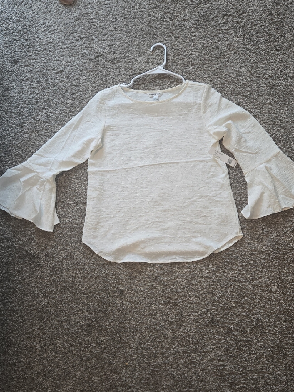 Counterparts White Textured Ruffled Sleeve Top